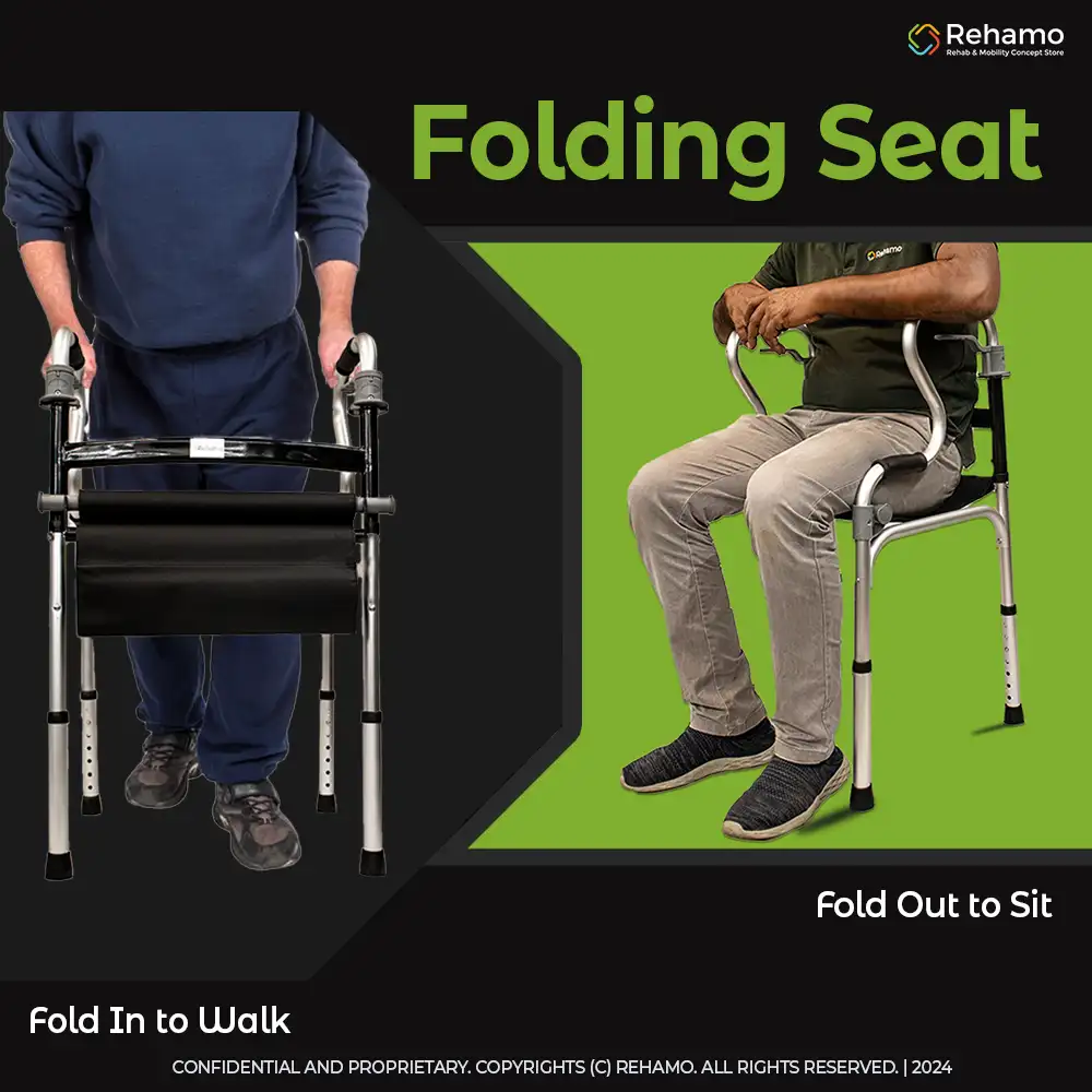 Buy Lightweight Foldable Adult Walker with Seat Walkie Style F