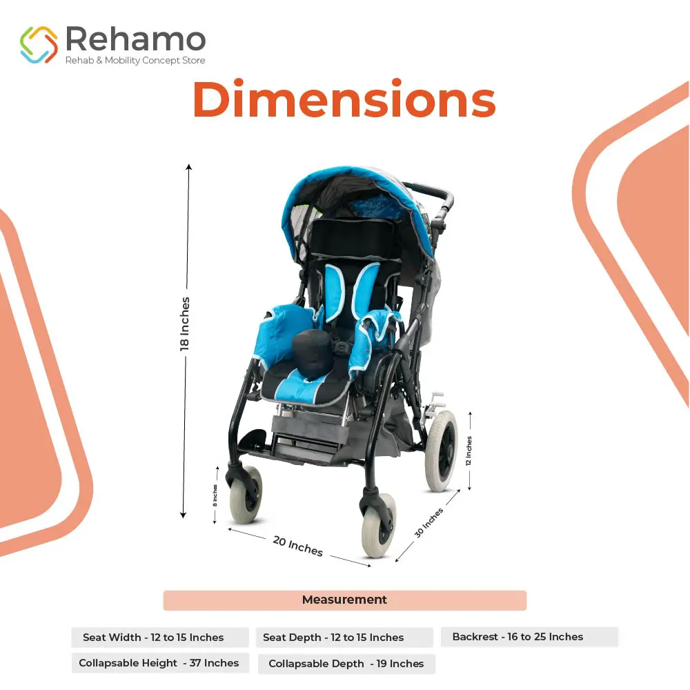Rehamo Neobug LX Pediatric Standard Foldable Stroller for Special Needs  Mobility Kids Wheelchair Above Years with Year Warranty