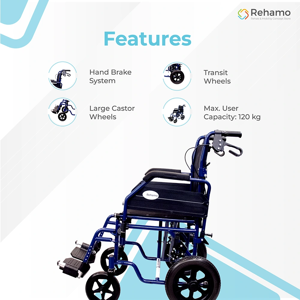 Foldable Transit Wheelchair for Adults, Elder and Old Age People
